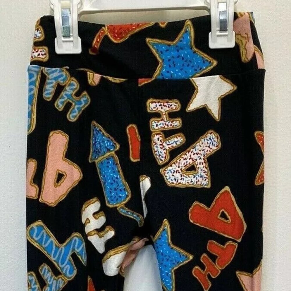 LULAROE Girls Stretchy Elastic & High Waist 4th of July Legging Pants Size Tween